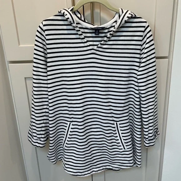 Lands End Striped Hooded Pullover - Picture 1 of 6